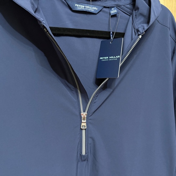 NWT Peter Millar Navy Quest Half-Zip Hoodie Golf Pullover Mens Size Medium - Picture 10 of 13